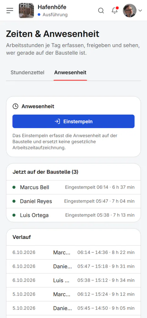 Screenshot aus Fidrel: In einer Sekunde eingestempelt