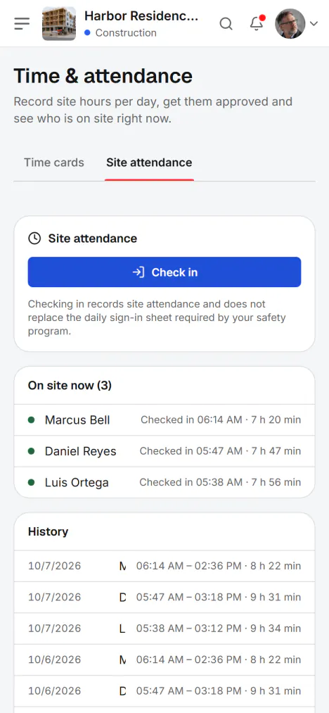 Screenshot from Fidrel: Checked in within a second