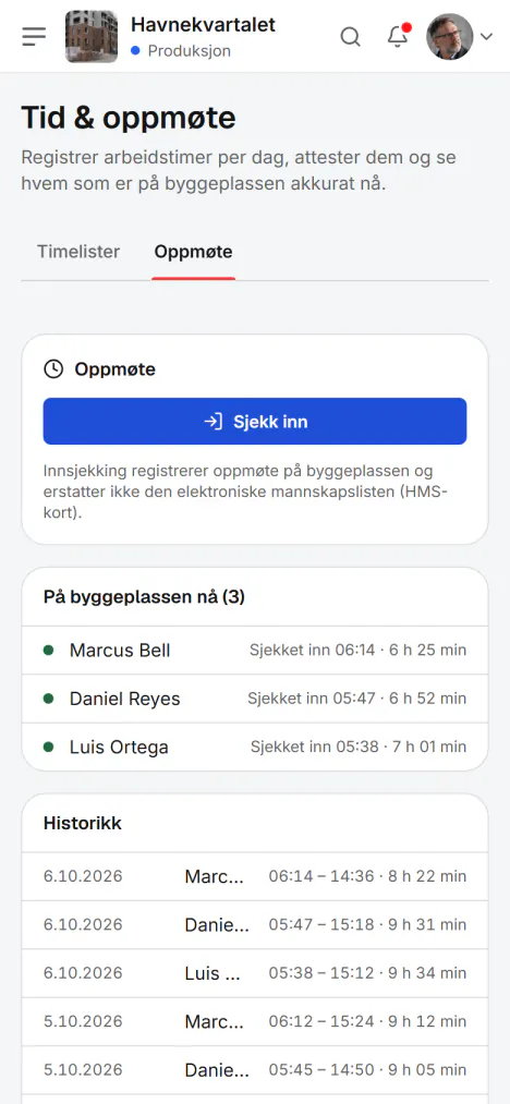 Skjermbilde fra Fidrel: Sjekket inn på et sekund