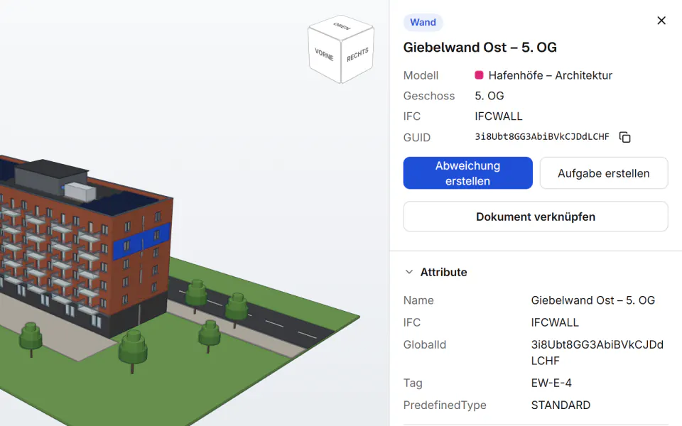 Screenshot aus Fidrel: Was Sie im Modell sehen, wird zum Vorgang