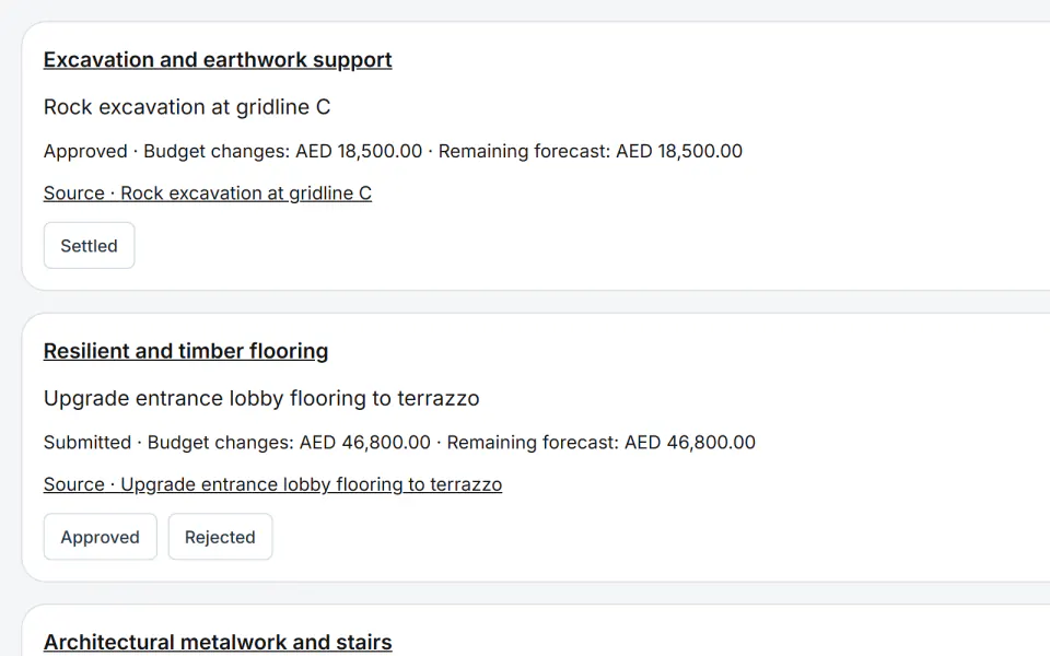 Screenshot from Fidrel: No budget change without a decision