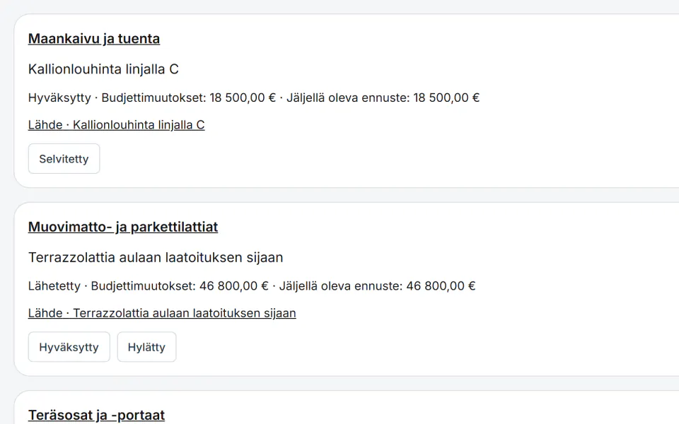 Kuvakaappaus Fidrelistä: Budjetti muuttuu vasta, kun joku päättää