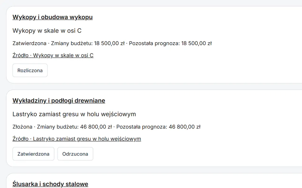 Zrzut ekranu z Fidrel: Budżet zmienia się dopiero po decyzji