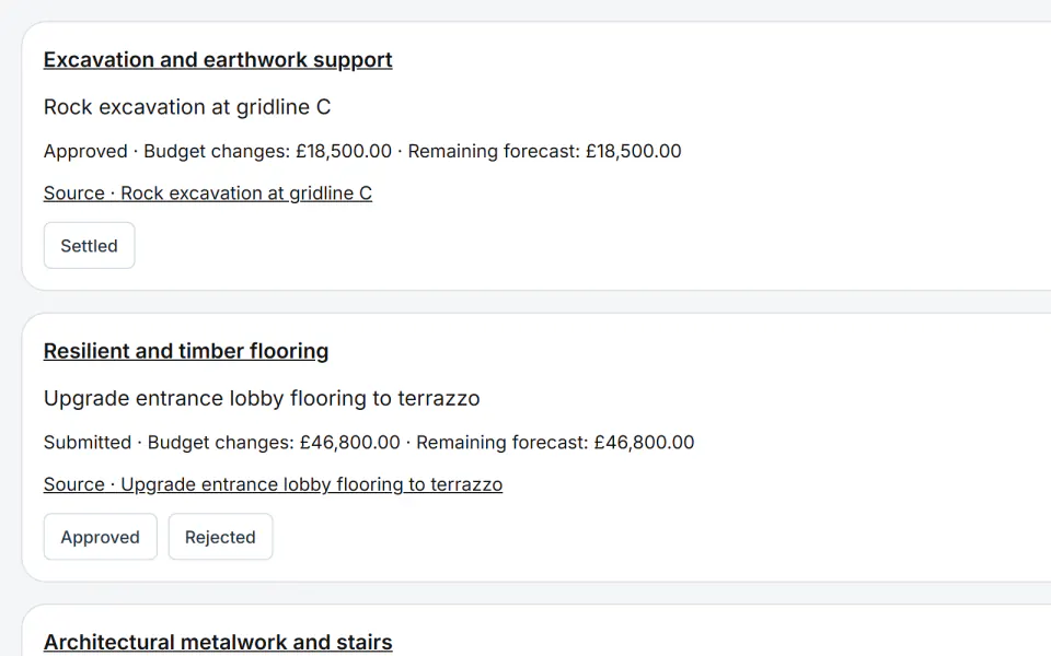 Screenshot from Fidrel: No budget change without a decision