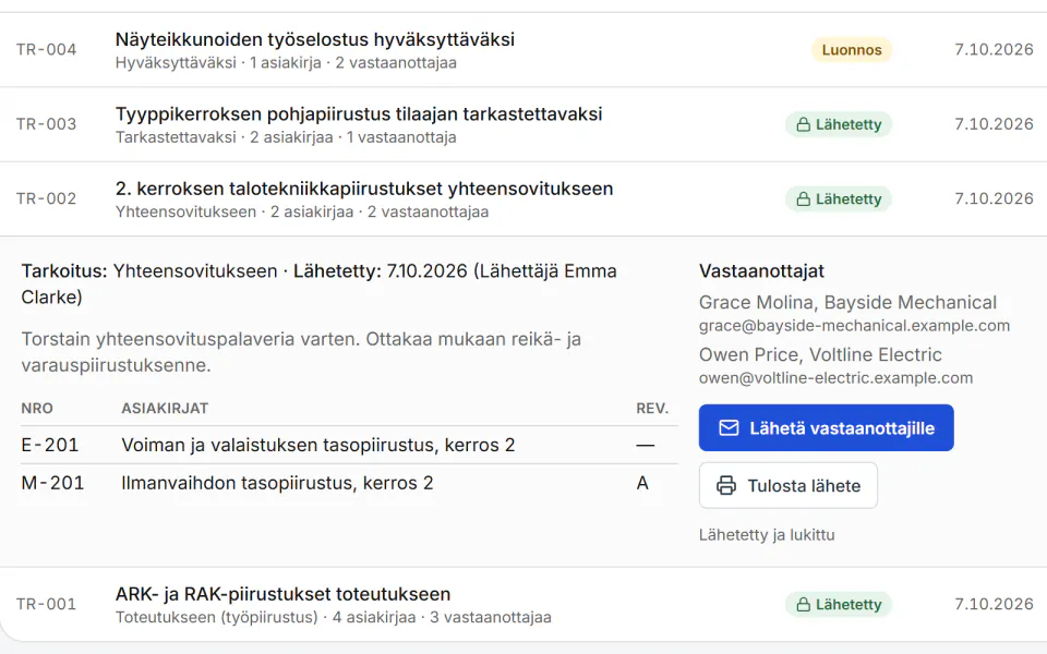 Kuvakaappaus Fidrelistä: Sen, mitä lähetettiin, voi osoittaa