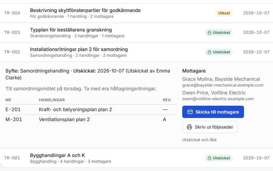 Skärmbild från Fidrel: Det som skickades går att visa upp