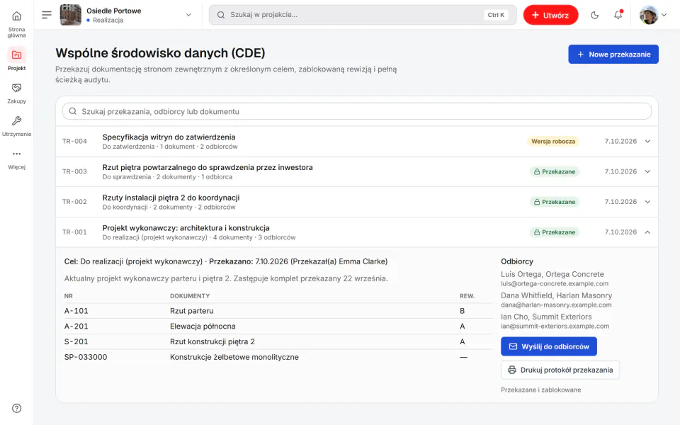 Zrzut ekranu z Fidrel: Rejestr