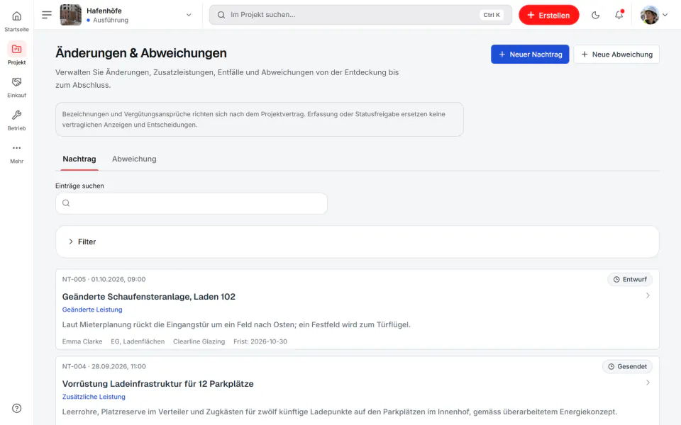 Screenshot aus Fidrel: Nachträge