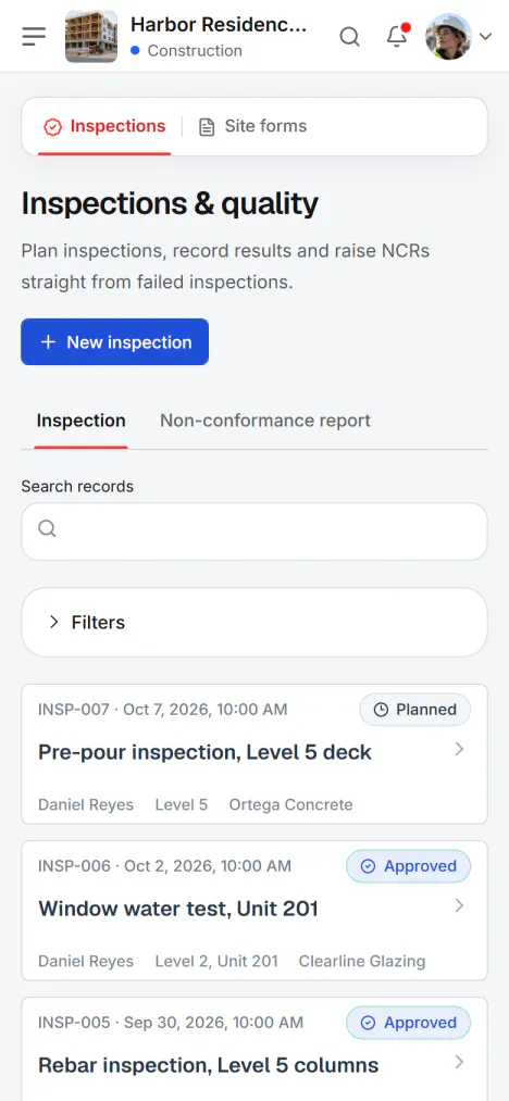 Screenshot from Fidrel: The inspection is documented with photos