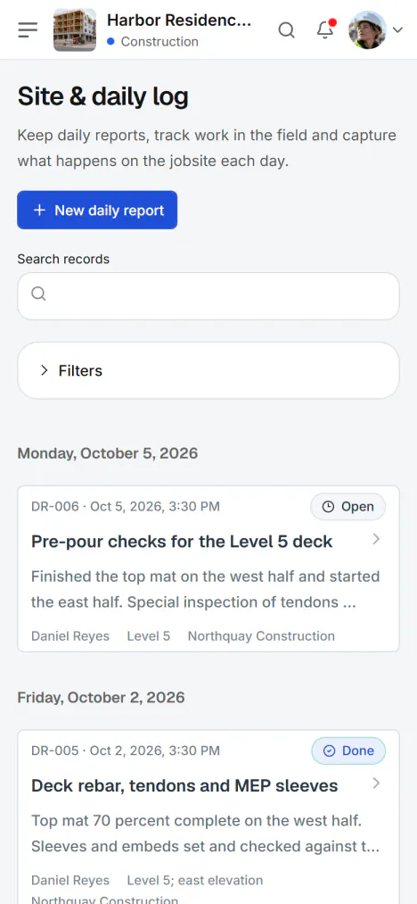 Screenshot from Fidrel: Write the log where the work happens