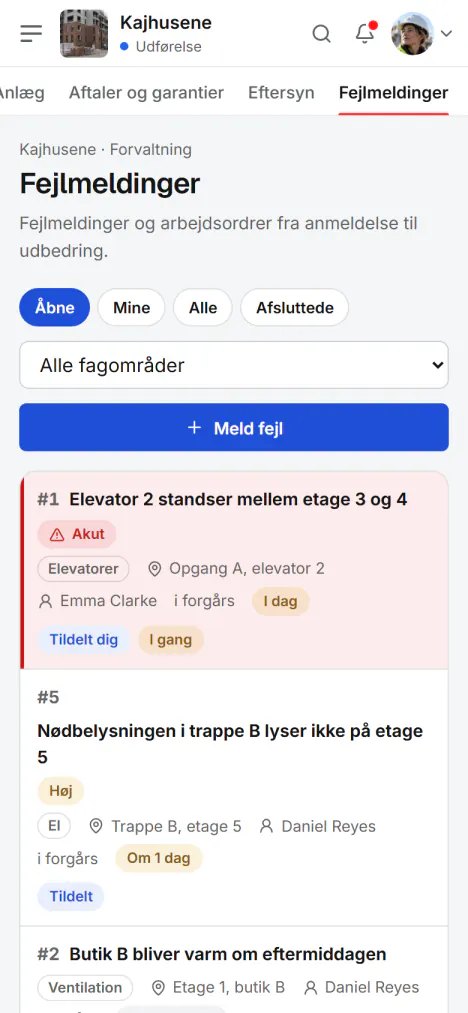 Skærmbillede fra Fidrel: Meld fejlen dér, hvor du ser den