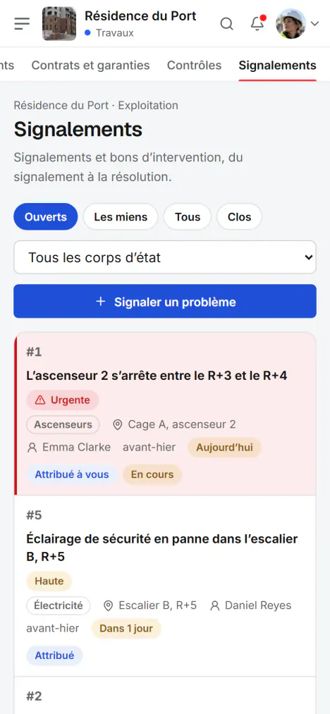 Capture d’écran de Fidrel : Signalez le problème là où vous le voyez