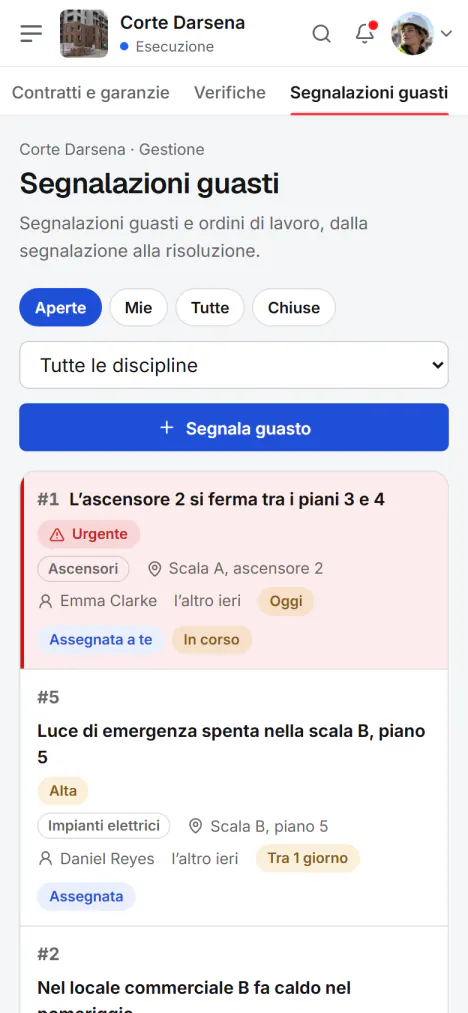 Schermata di Fidrel: Segnala il guasto dove lo vedi
