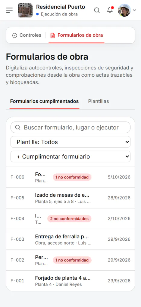 Captura de pantalla de Fidrel: Tres botones por punto de control