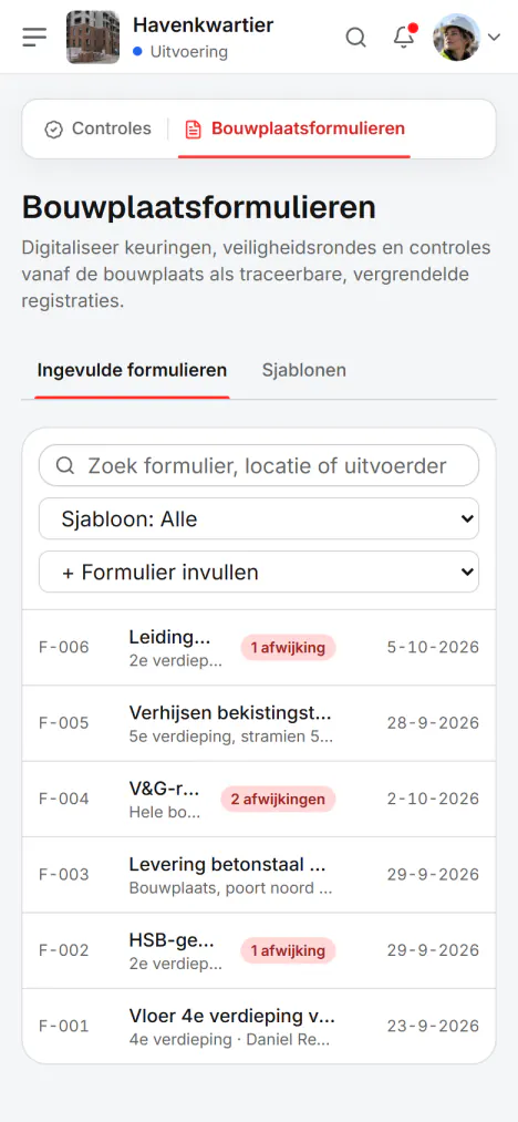 Schermafbeelding van Fidrel: Drie knoppen per controlepunt