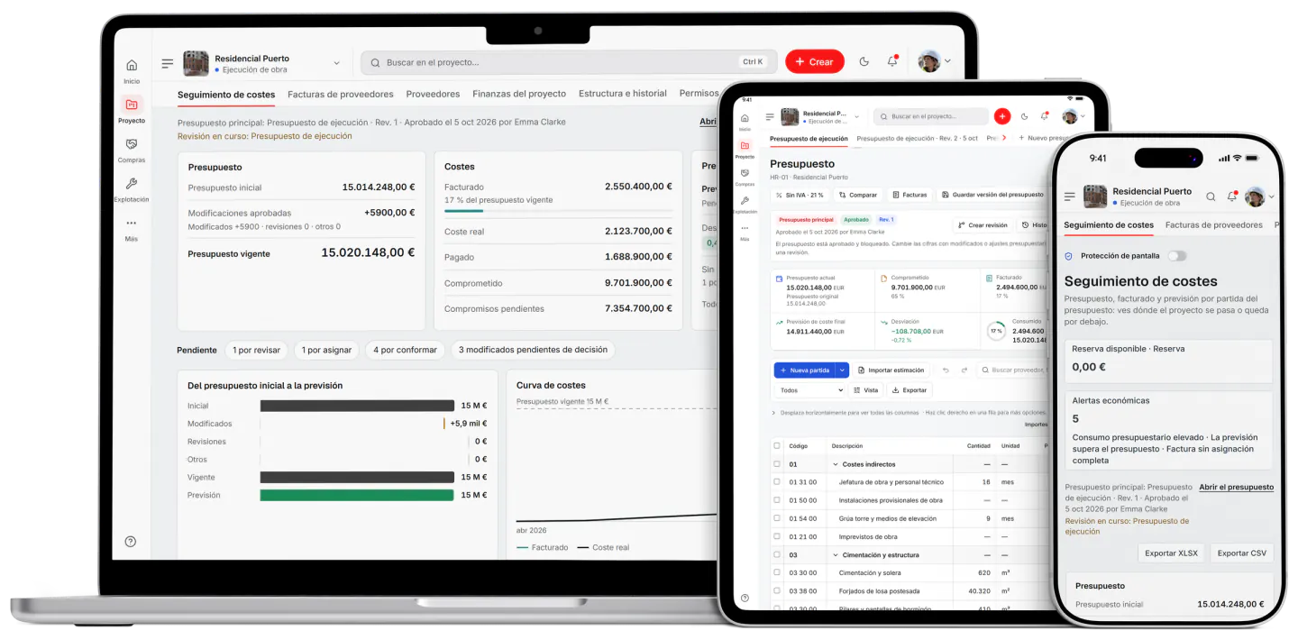 Captura de pantalla de Fidrel: Presupuestos de proyecto