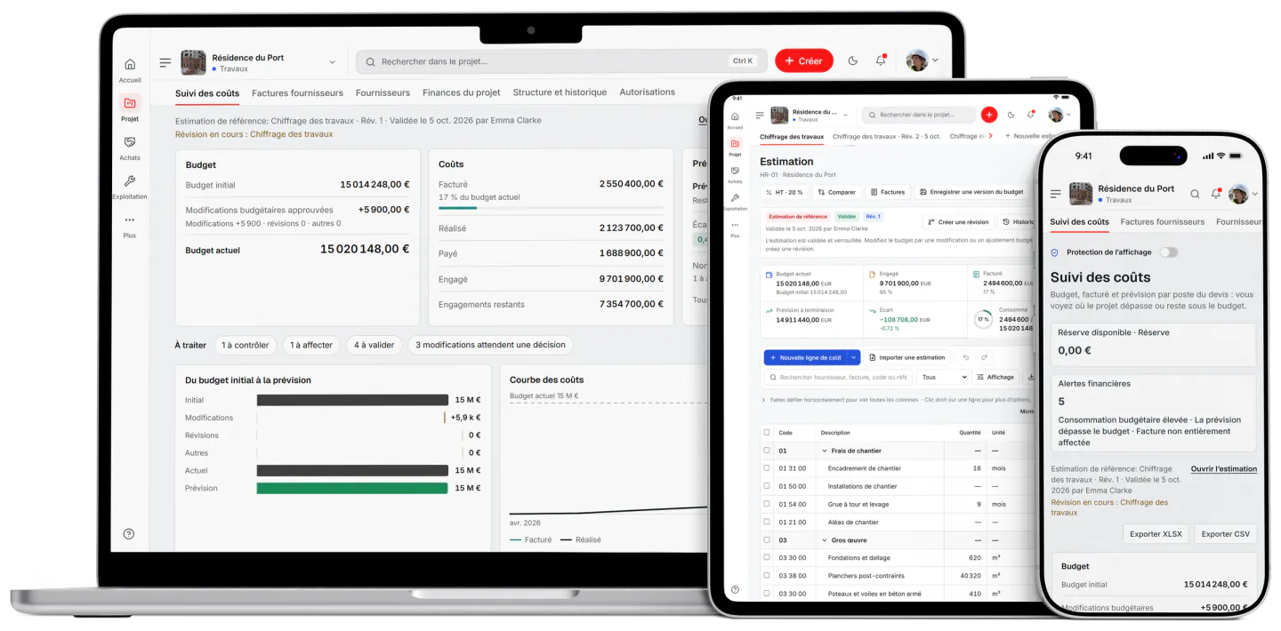 Capture d’écran de Fidrel : Budgets de projet
