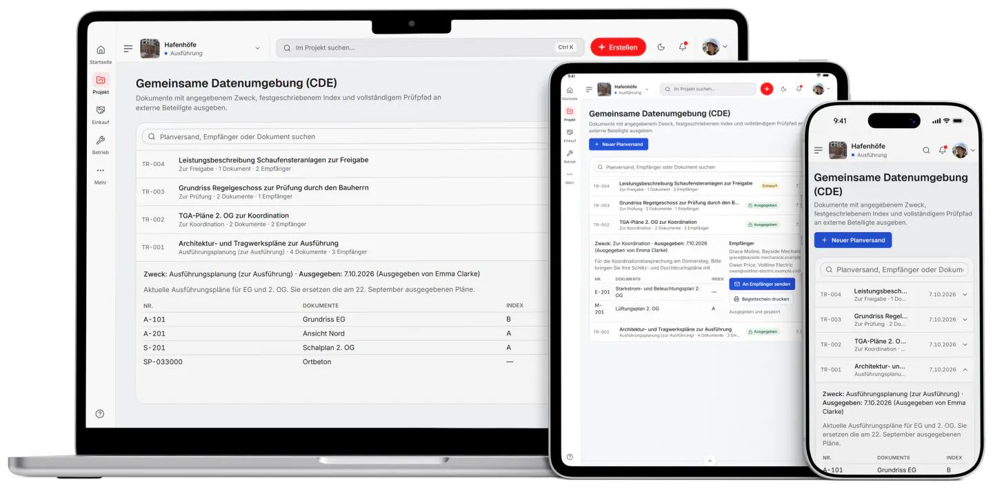 Screenshot aus Fidrel: Gemeinsame Datenumgebung (CDE)