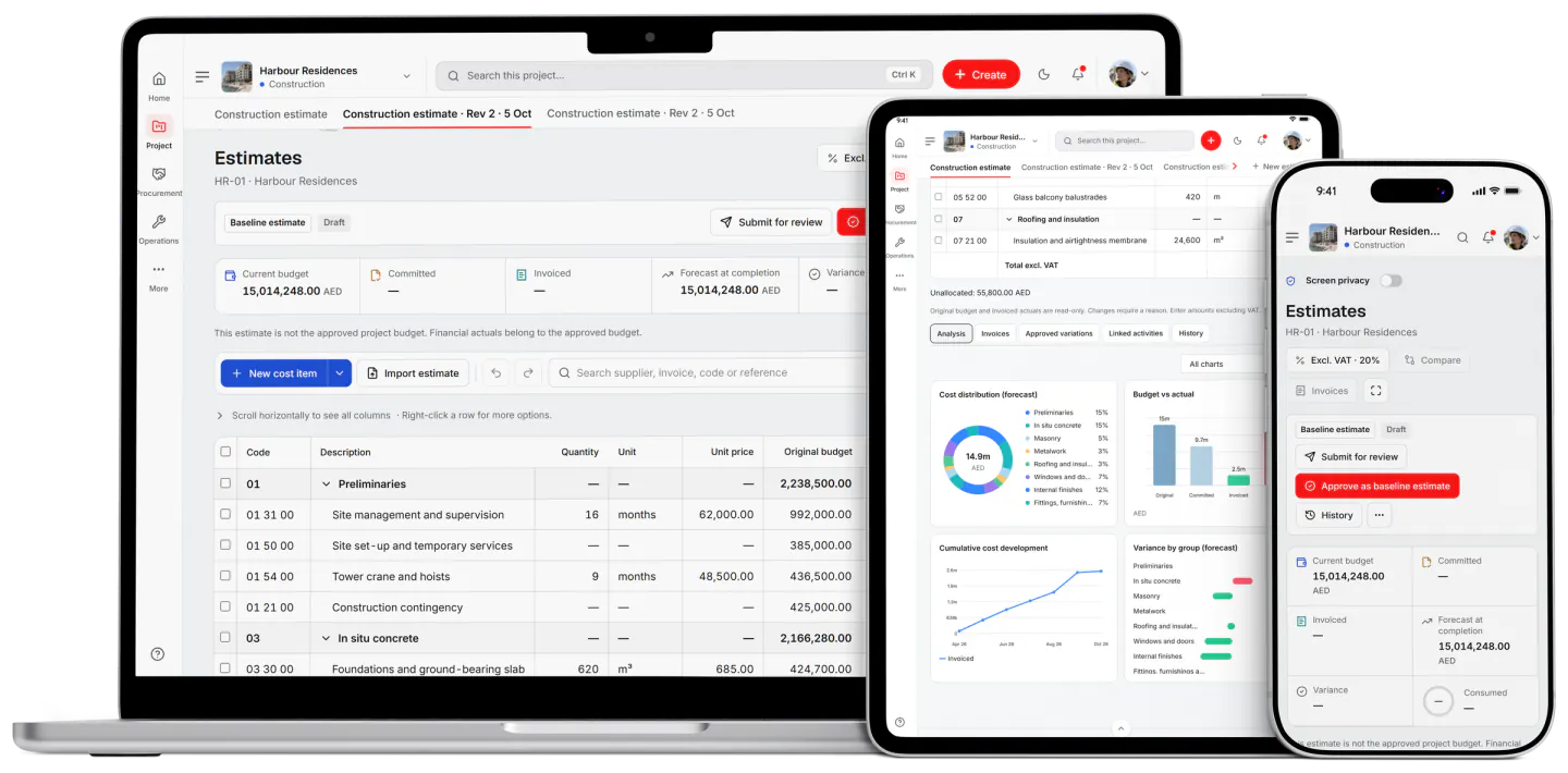 Screenshot from Fidrel: Estimating & budget