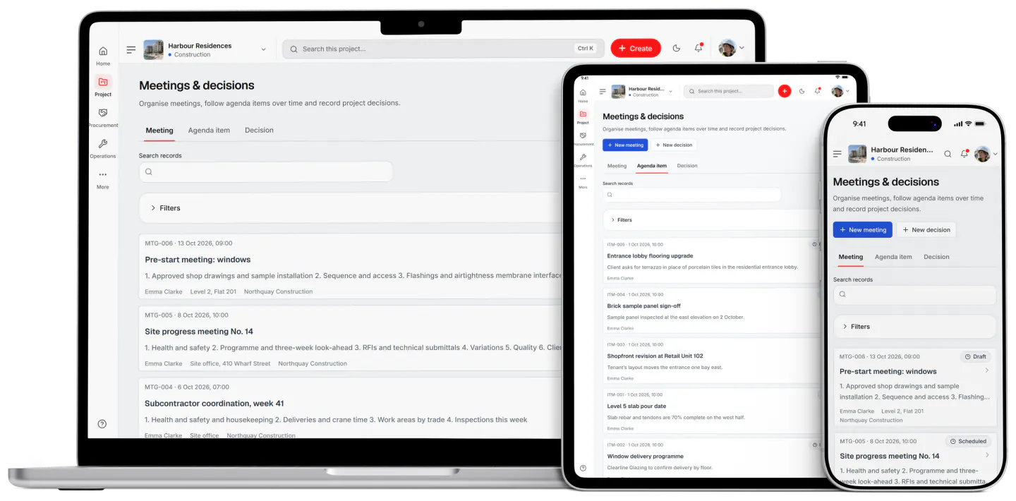 Screenshot from Fidrel: Meetings & decisions