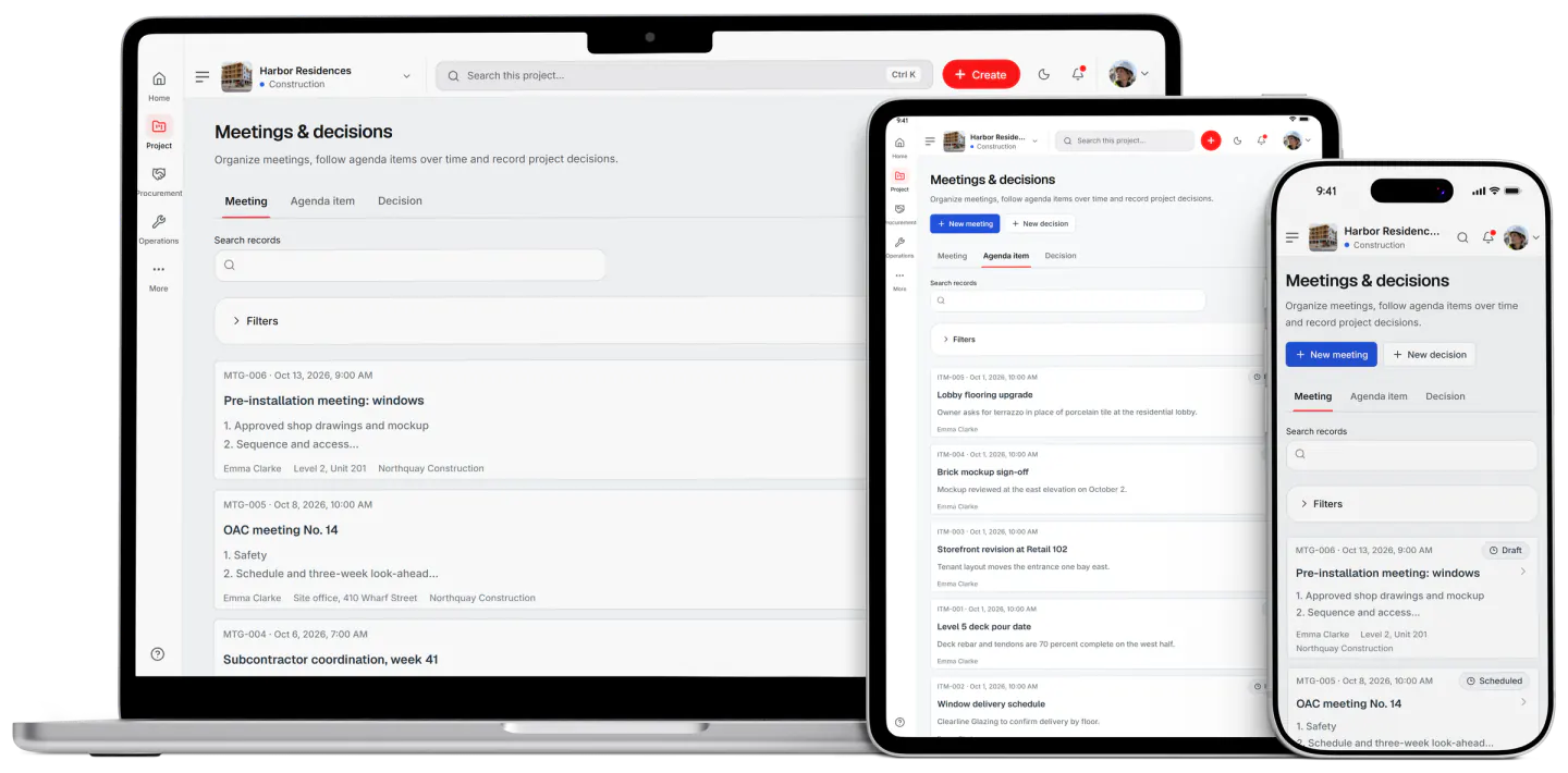 Screenshot from Fidrel: Meetings & decisions