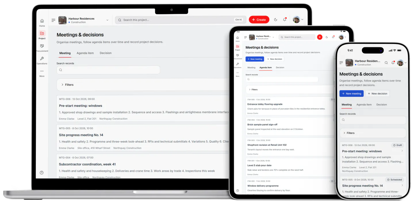 Screenshot from Fidrel: Meetings & decisions