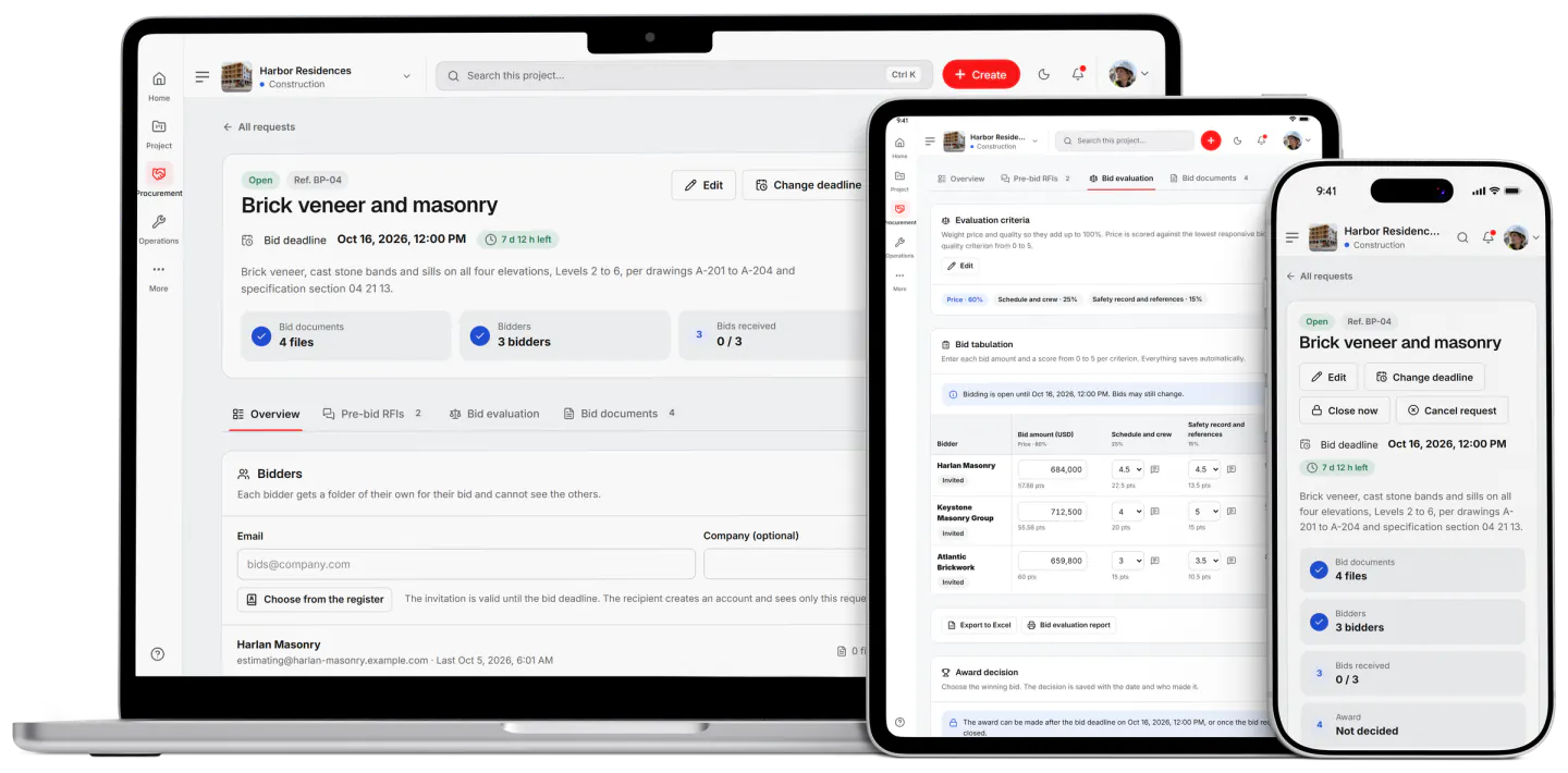 Screenshot from Fidrel: Procurement
