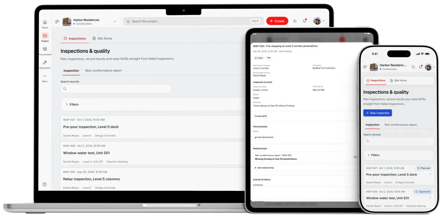 Screenshot from Fidrel: Inspections & quality