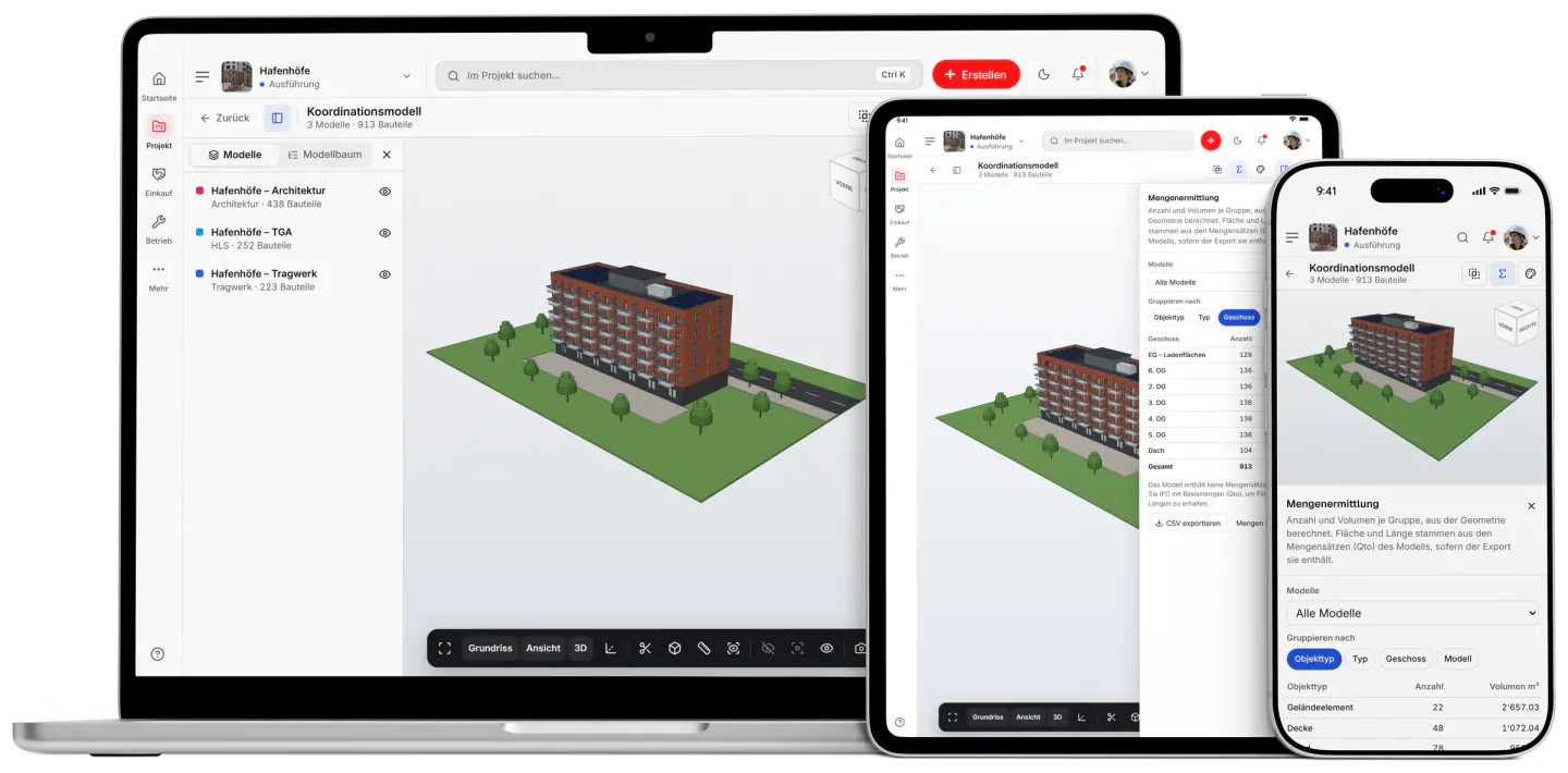 Screenshot aus Fidrel: BIM-Mengenermittlung