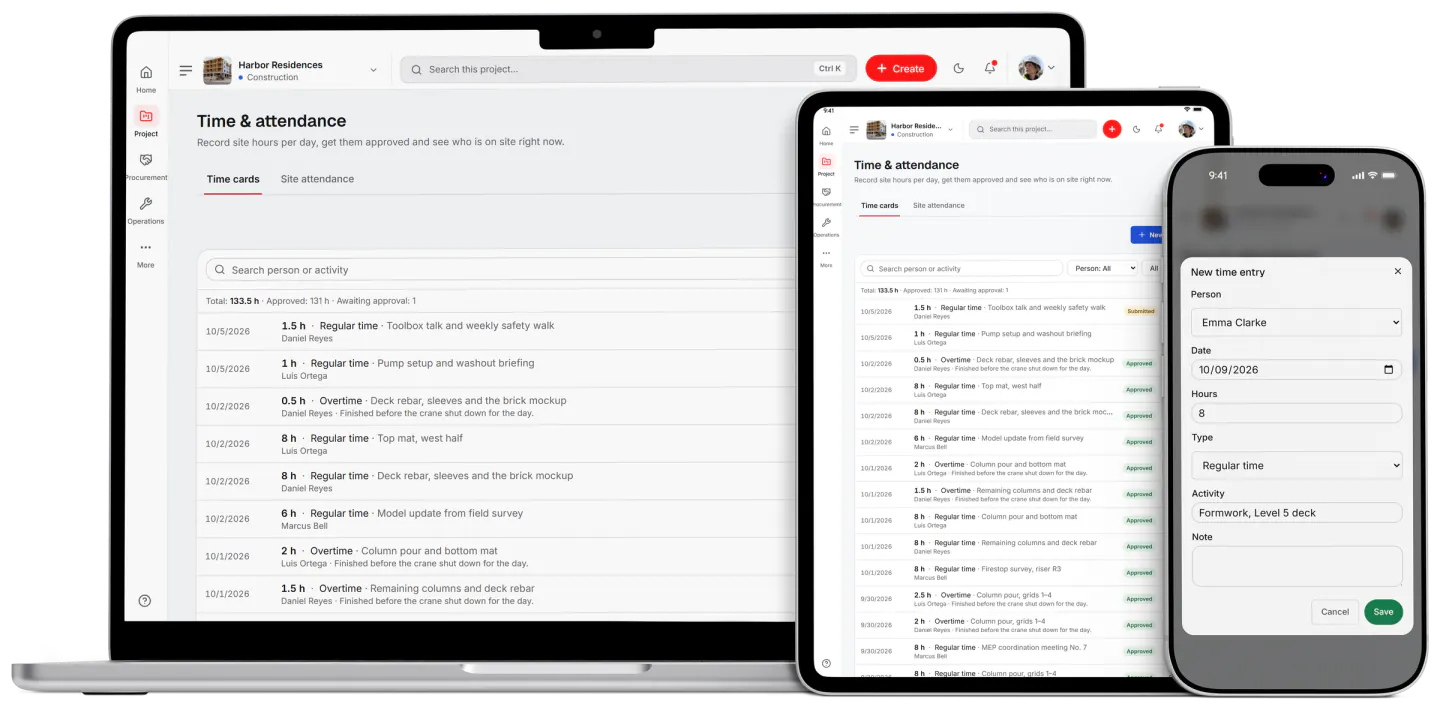 Screenshot from Fidrel: Timesheets