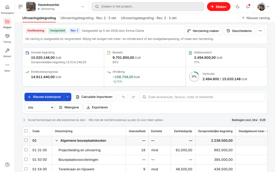 Schermafbeelding van Fidrel: Calculatie
