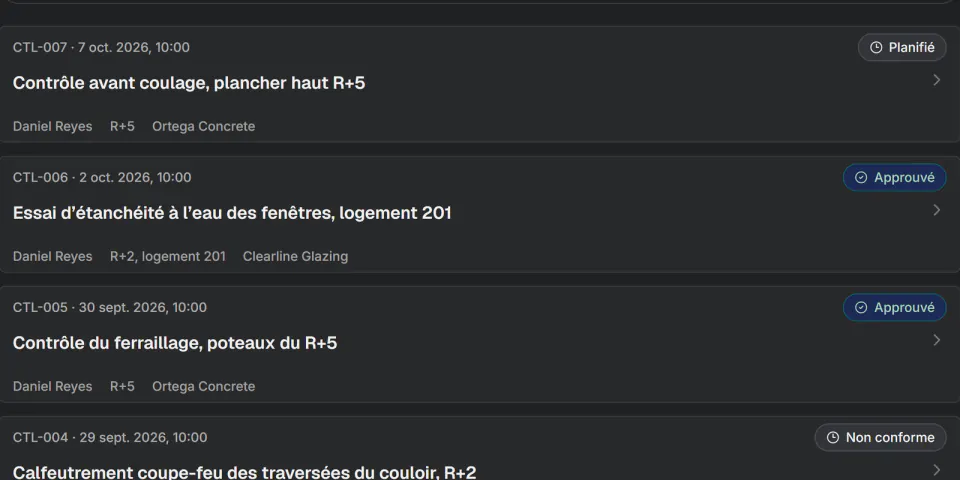 Capture d’écran de Fidrel : Contrôles & qualité
