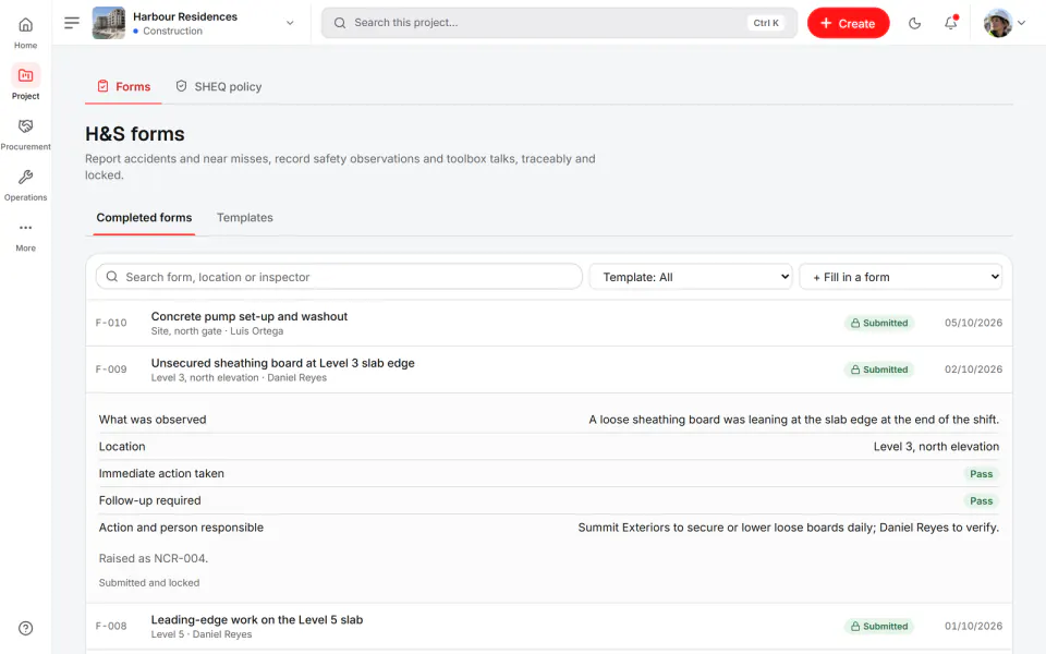 Screenshot from Fidrel: Forms