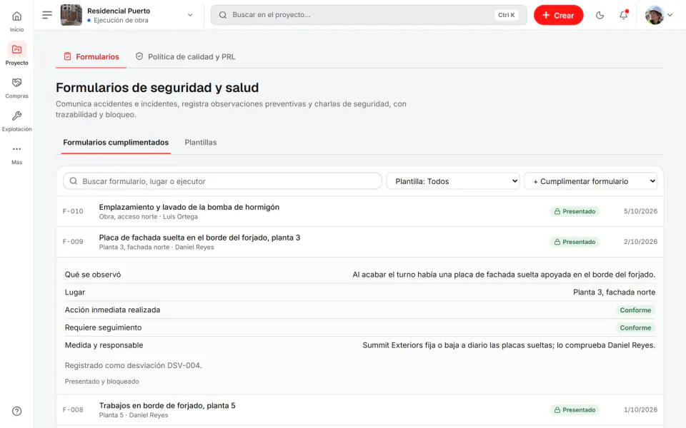 Captura de pantalla de Fidrel: Formularios