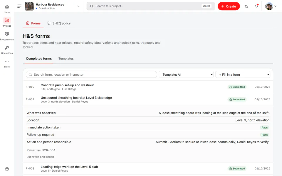 Screenshot from Fidrel: Forms