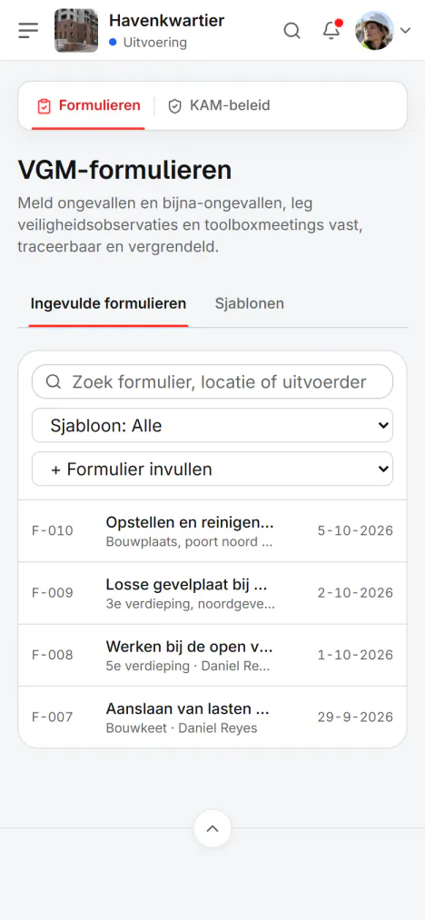 Schermafbeelding van Fidrel: Het hele formulier op de telefoon