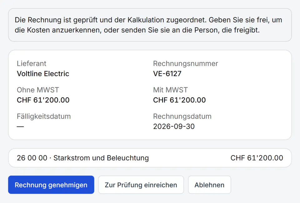 Screenshot aus Fidrel: Freigabe erst, wenn alles zugeordnet ist