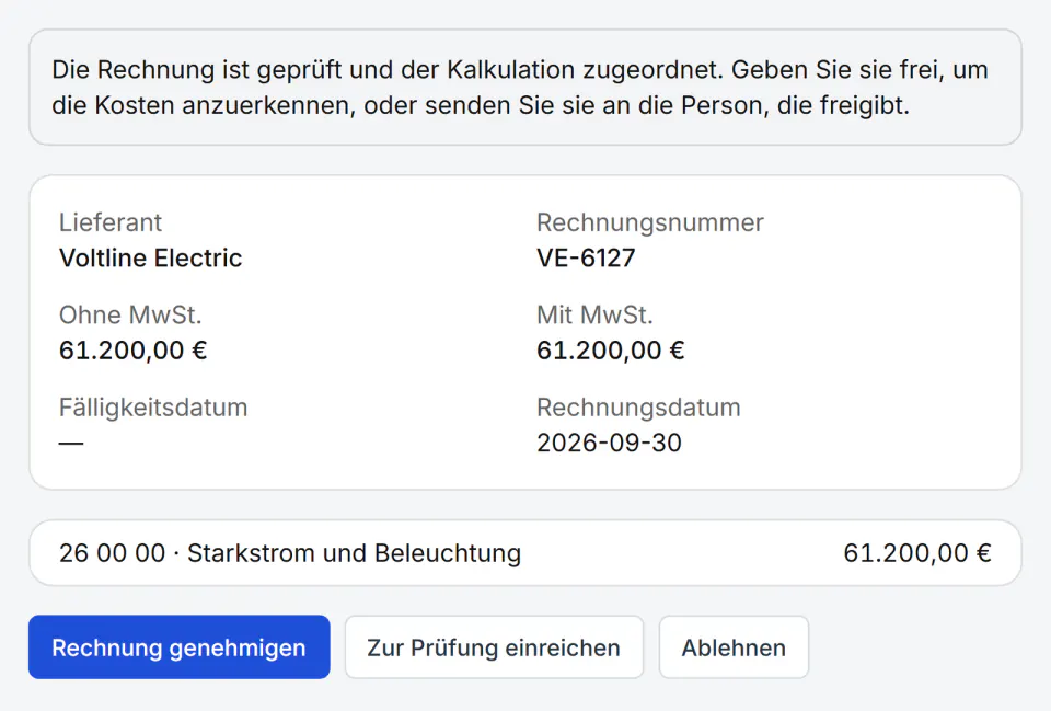 Screenshot aus Fidrel: Freigabe erst, wenn alles zugeordnet ist