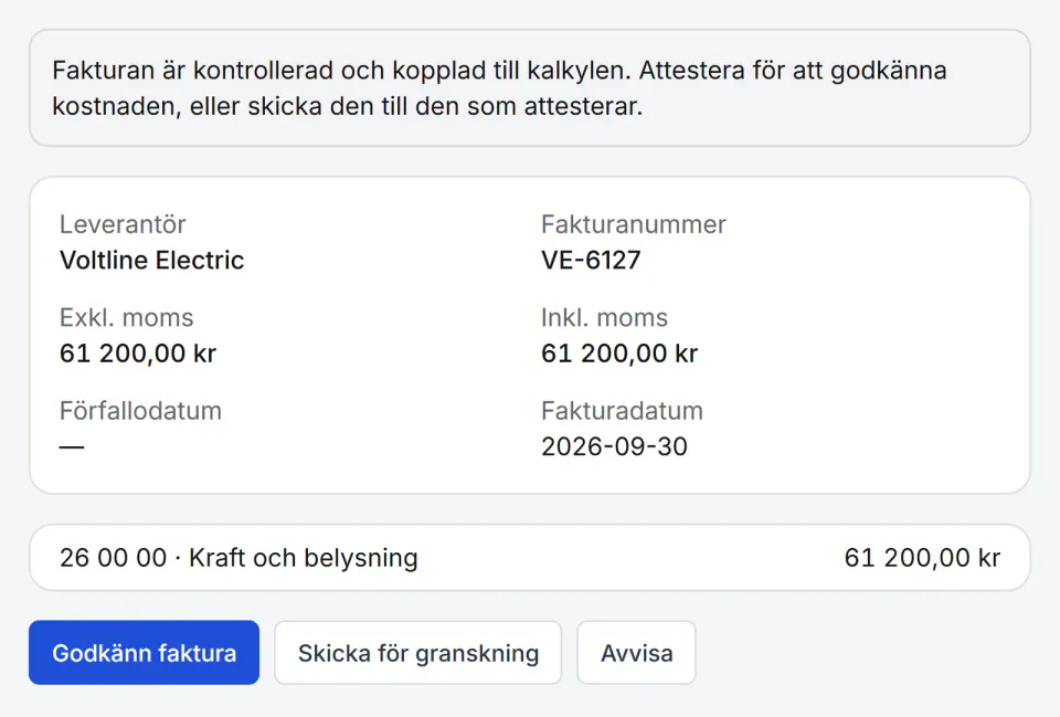 Skärmbild från Fidrel: Godkänd först när allt är kopplat