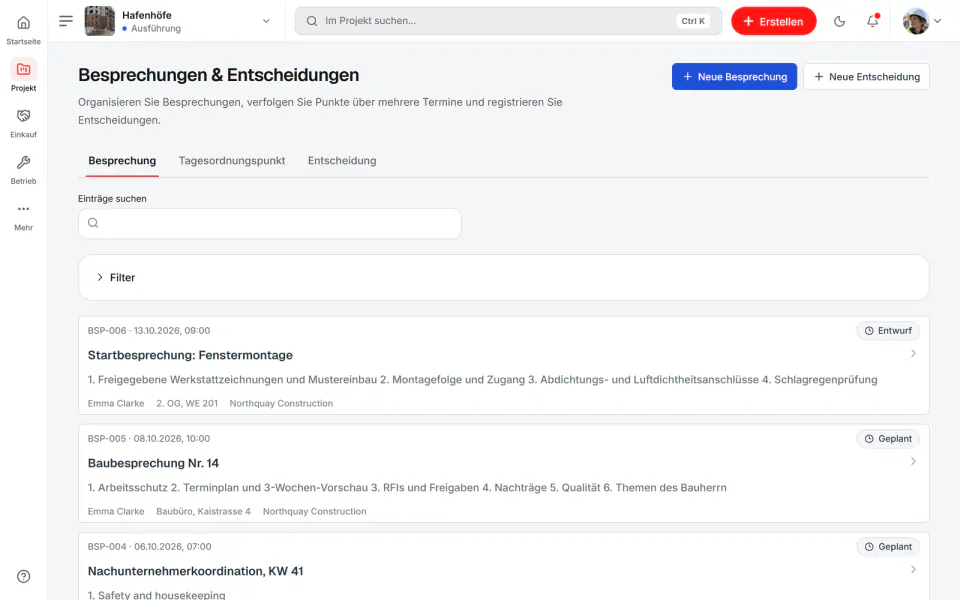 Screenshot aus Fidrel: Besprechungen