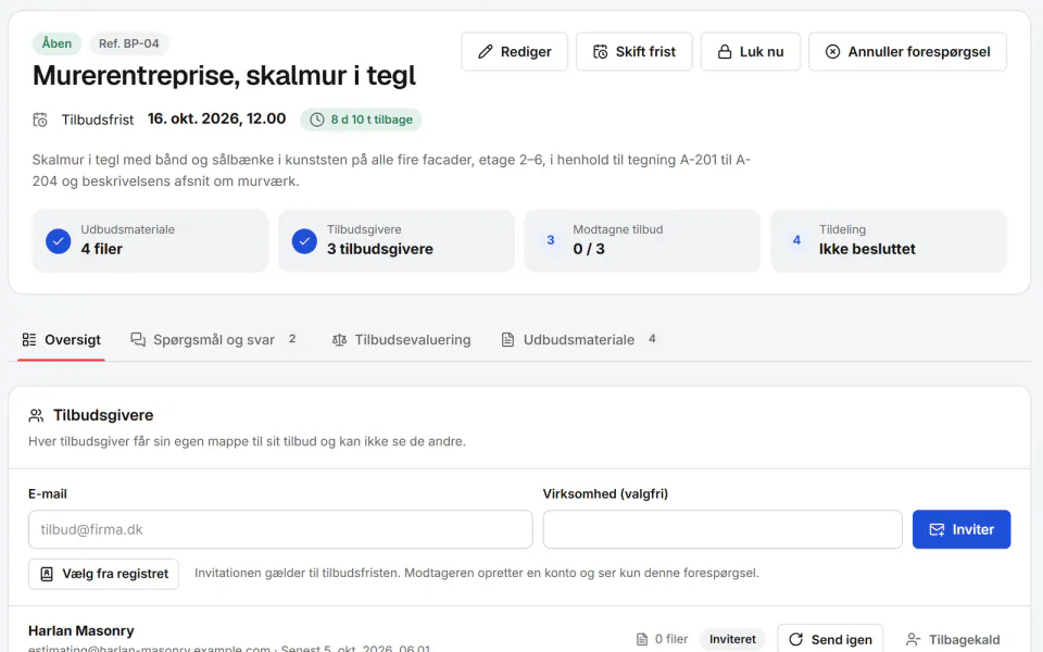 Skærmbillede fra Fidrel: Eksternt udbud
