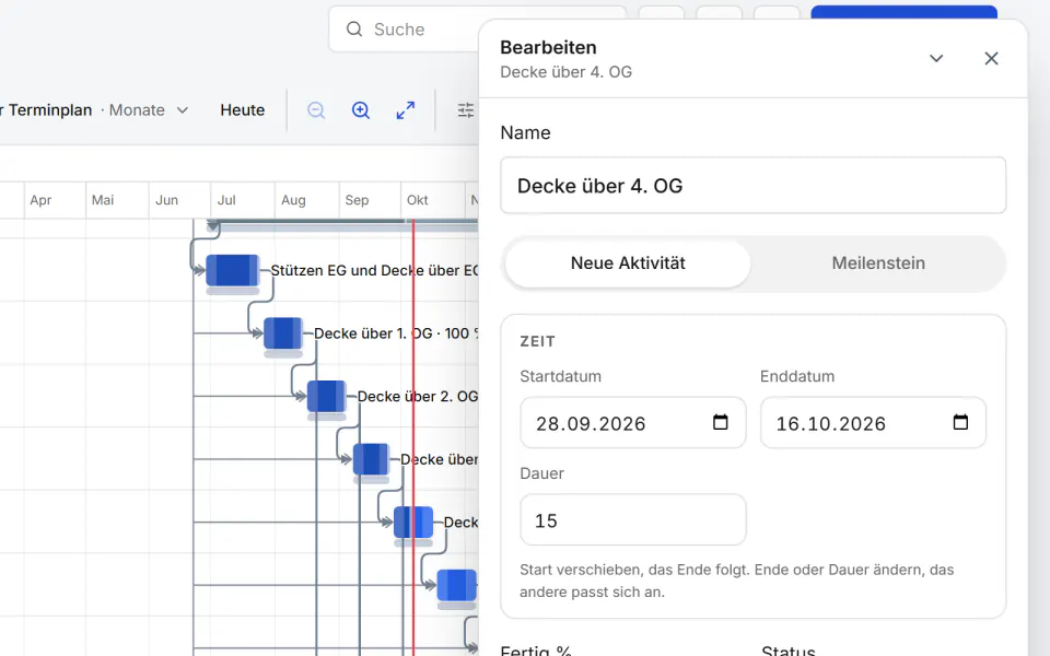Screenshot aus Fidrel: Im Diagramm ziehen, ablegen, tippen