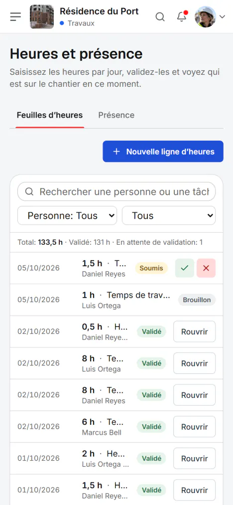 Capture d’écran de Fidrel : Les heures du jour sur le téléphone