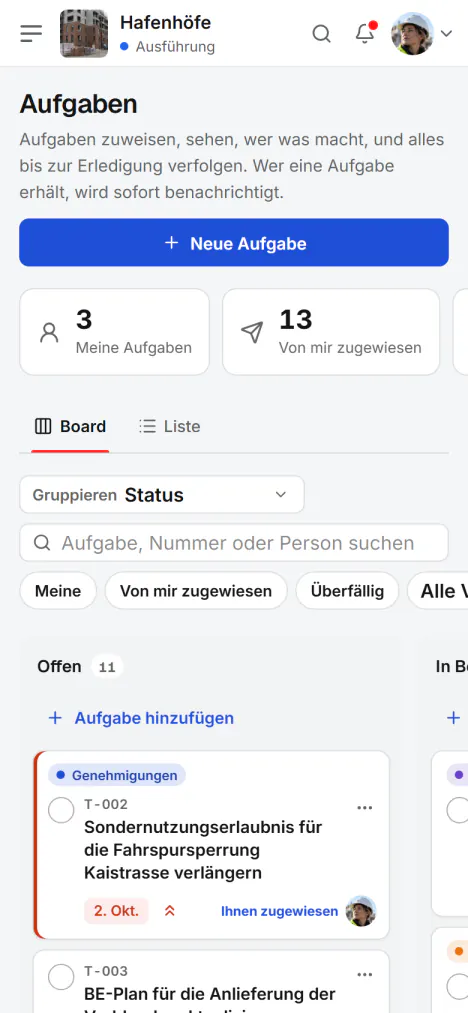 Screenshot aus Fidrel: Ihre Aufgaben auf dem Smartphone
