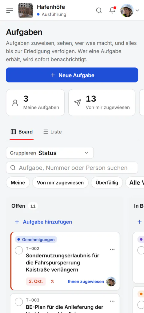 Screenshot aus Fidrel: Ihre Aufgaben auf dem Smartphone