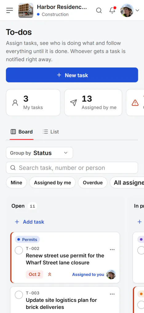Screenshot from Fidrel: Your tasks on your phone