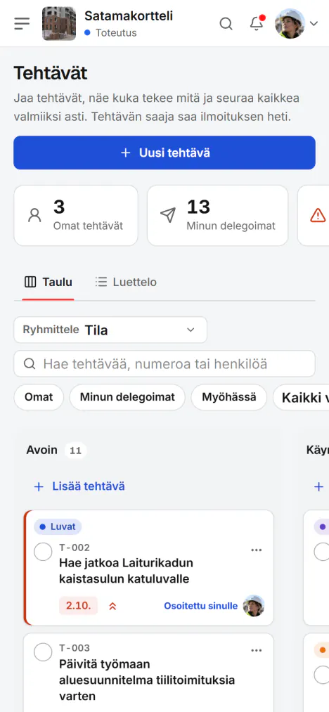 Kuvakaappaus Fidrelistä: Omat tehtäväsi puhelimessa
